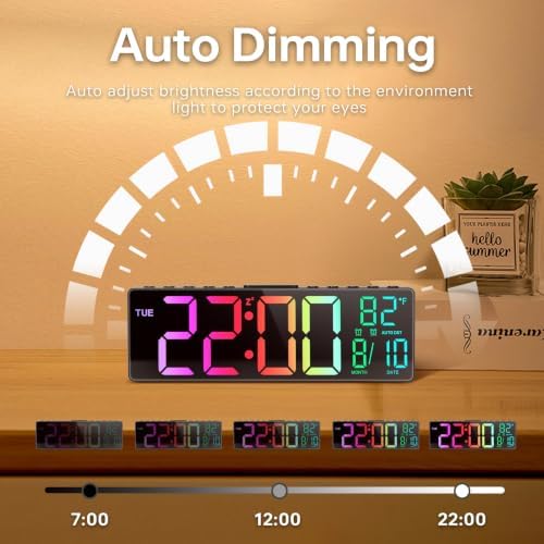 jall 10.5'' large digital alarm clock with big, view 9