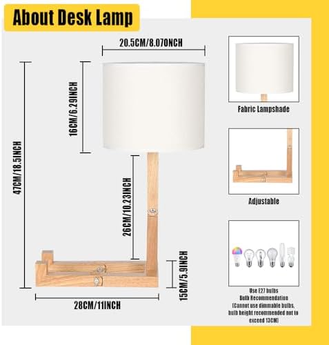 Robot Table Lamp,Cute Bedside Light,Adjustable Wood Arms and Legs,Cute Desk L...