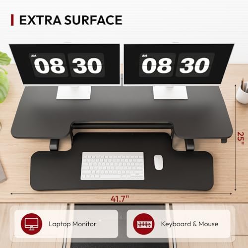 SANODESK 42" Extra Large Standing Desk Converter, Height Adjustable Sit ...