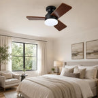 30 inch wood ceiling fan with light, flush, view 9
