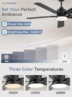 zmishibo 2 pack 52" ceiling fan with light, close-up detail