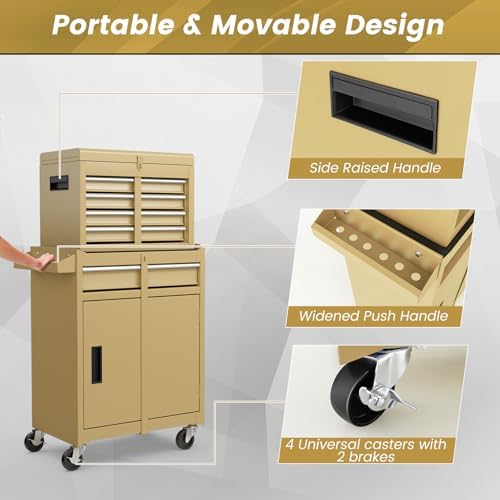 dreamade 5-drawer tool chest combo, rolling tool cabinet on a desk or shelf