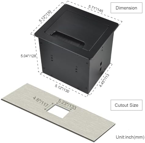 Tabletop Brush Flip Connectivity Box with 2 AC Power + 2 USB Charger + HDMI +...