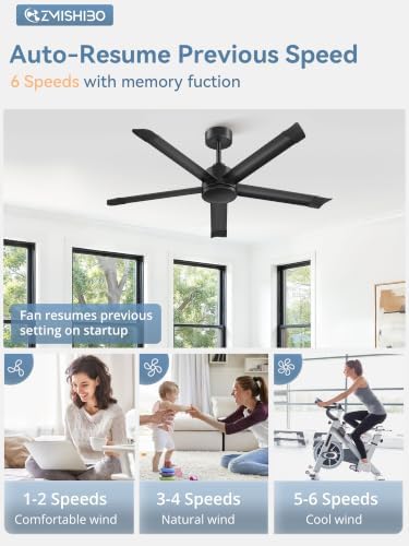 zmishibo 52 inch ceiling fan no light, commercial showing dimensions