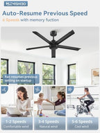 zmishibo 52 inch ceiling fan no light, commercial showing dimensions
