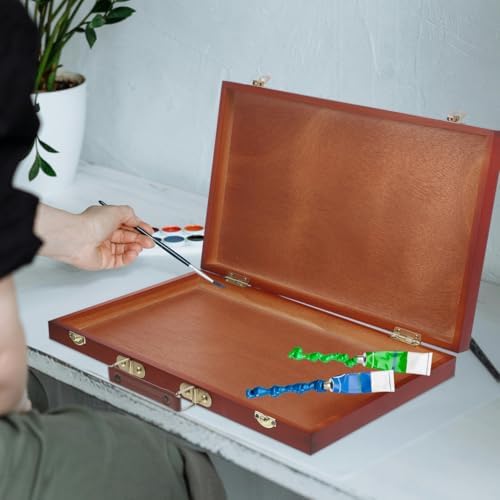 villcase wooden handheld painting box 14.56x9.05x1.77 inches – on a desk or shelf