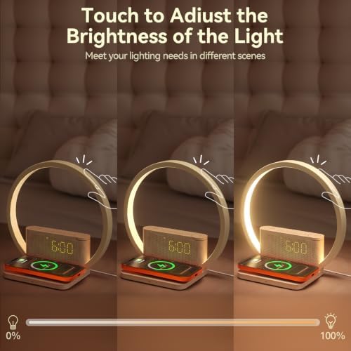 vivilumens sunrise alarm clock wireless charger, white noise on a desk or shelf