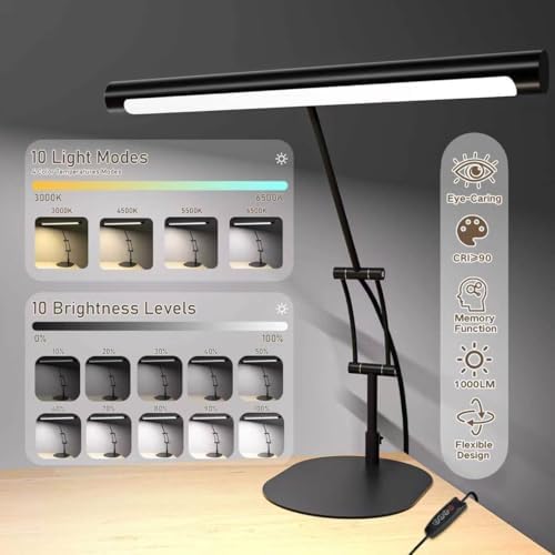 LED Desk Lamp for Home Office, Eye-Protecting Desk Light with Base，3 Color 10...