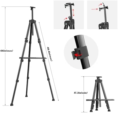 easels for painting canvas, aredy 66" art easel, side view