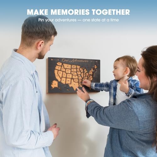 Luoyadee USA Cork Board Travel Map with 100 Push Pins & Display Stand