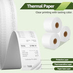 Cruxer Continuous Receipt Paper Compatible for Dymo 30270 2-1/4" x 249ft | A30270 (57mm x 76m) Non-Adhesive White Thermal Paper for Label Writer 300 310 320 330 400 Duo 450 Twin Turbo Printer, 1 Roll