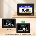 ssya 7 inch calendar clock - 12 alarm, front angle view
