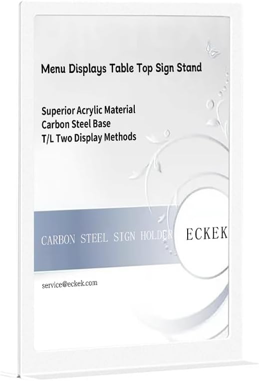 ECKEK Carbon Steel Sign Holder, Menu Displays Double Sided, Table Top Sign Stand by ECKEK
