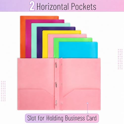 Mr. Pen- Plastic Folders with Pockets and Prongs, 5 Pack, Letter Size | Flexible Plastic Folders with Prongs