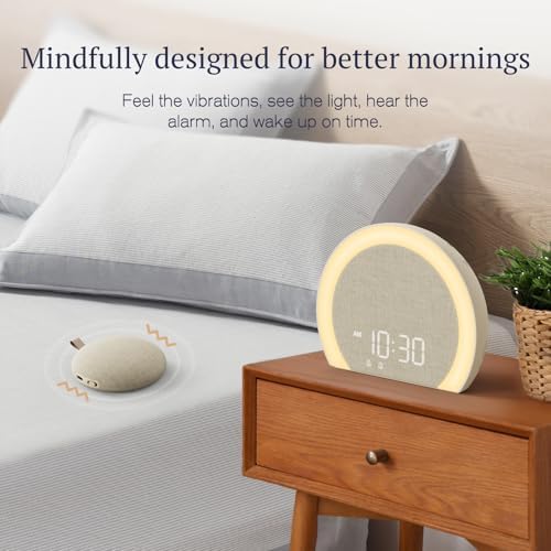 anjank extra loud alarm clock with wireless bed shown in use