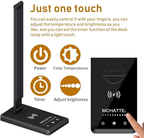 LED Desk Lamp with Wireless Charger,Touch Lamp for Home Office Dorm