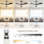black ceiling fan with light: 42-inch ceiling fan, close-up detail