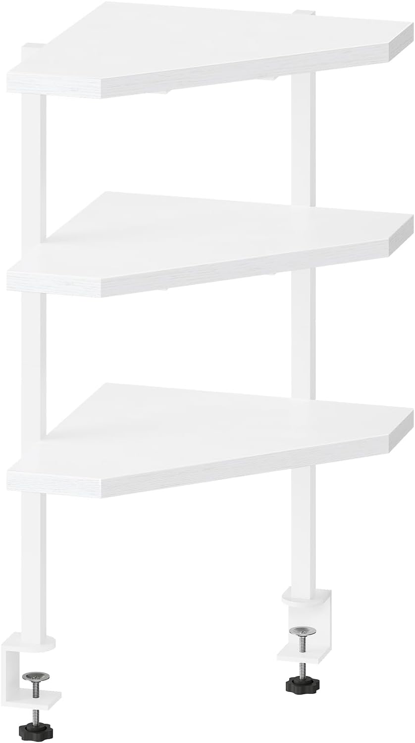 MAHANCRIS Clamp on Desk Corner Organizer, 3-Tier Desktop Shelf, Adjustable De...