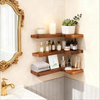floating corner shelves, wall shelf set of 3, front angle view