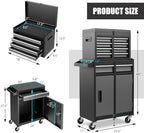 dreamade 5-drawer tool chest combo, rolling tool cabinet, close-up detail