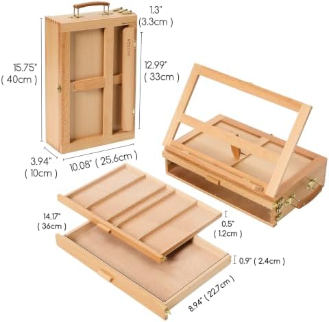 meeden large artist tabletop sketchbox easel: adjustable storage shown in use
