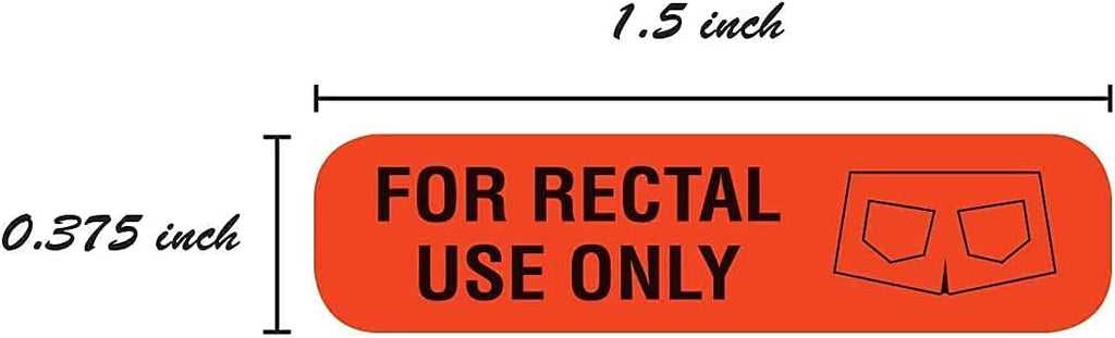 Red for Rectal Use Only Stickers / 500 Small Labels / 0.375" x 1.5" Fluorescent Red Permanent Adhesive Sticker