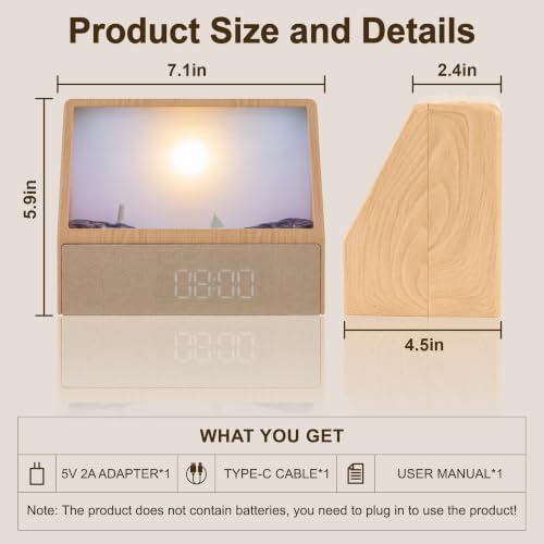 2026 upgraded sunset alarm clock，knob brightness & volume shown in use