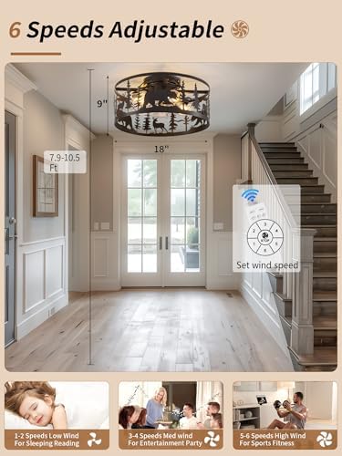 farmhouse caged ceiling fan with light,rustic fandelier flush on a desk or shelf
