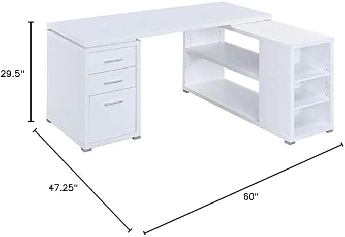 Pemberly Row L Shape Corner Storage Desk in White, Letter/Legal File, 5 - Image 3