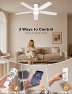 ohniyou 52'' low profile ceiling fan with lights, front angle view