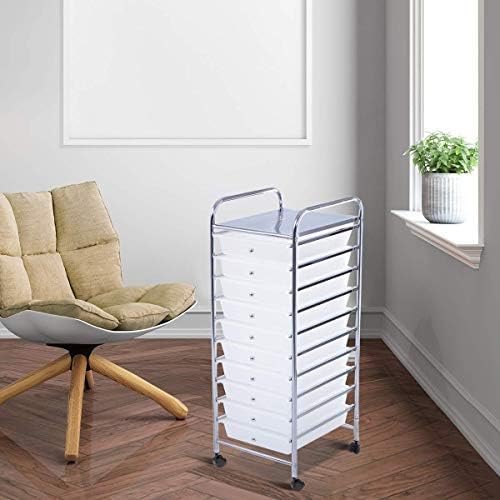 Giantex 10 Drawer Rolling Storage Cart Scrapbook Paper Office School Organizer - Image 6