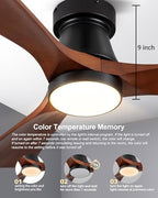 42-inch ceiling fan with lights, remote control, flush showing dimensions