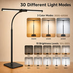 24-inch double head led desk lamp with base, close-up detail