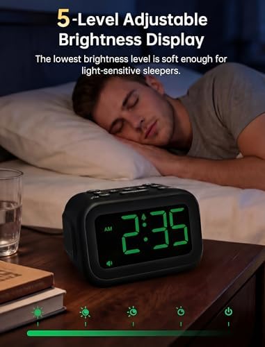 auroracalm extra loud alarm clock: 115db on-time wake-up on a desk or shelf
