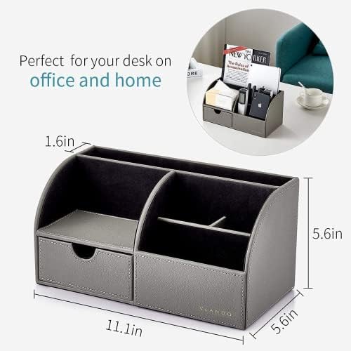 VLANDO Office Desk Organizer Leather Desktop Organizer Caddy with Drawer for ...