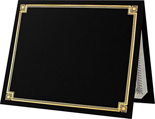 LUXPaper 9.5" x 12" Certificate Holders | Black Linen | Embossed Gold Foil by LUXPaper