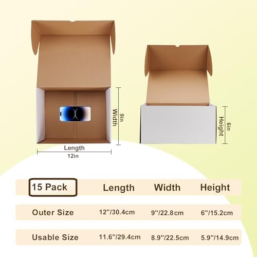 wiftrey 12x9x6 inches white shipping boxes pack of shown in use