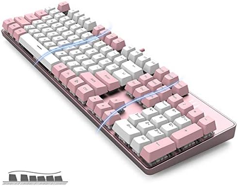 Merdia 104 Keys Full Size Mechanical Keyboard | Brown Switch, Pink & Whit...