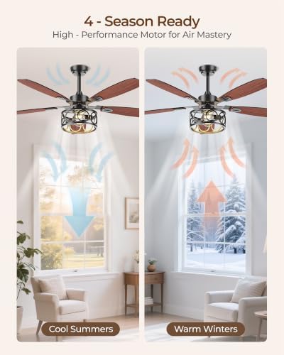 blnan 52 inch ceiling fan with lights and, side view