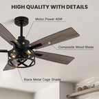 dawn whisper 52 inch black farmhouse ceiling fans on a desk or shelf