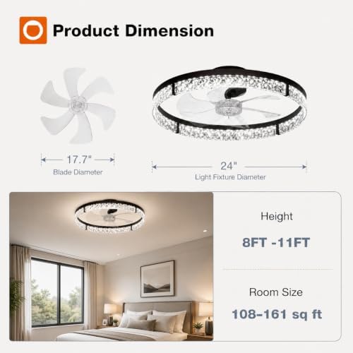addlon 24" ceiling fans with lights and remote, package contents