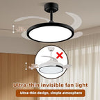 baysquirrel slim retractable ceiling fan with lights and showing dimensions