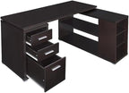 Pemberly Row L Shape Corner Storage Desk in Brown Cappuccino, Letter/Legal File - Image 10