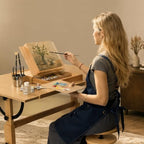 meeden table top easel with drawer: tabletop easel on a desk or shelf