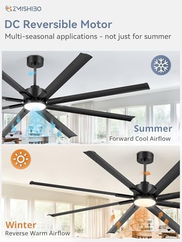 zmishibo 84 inch large aluminum ceiling fan with, side view