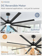 zmishibo 84 inch large aluminum ceiling fan with, side view