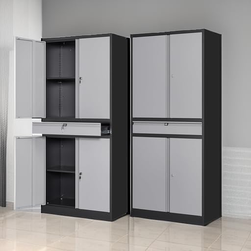 letaya metal garage storage cabinet with drawer,4 door shown in use