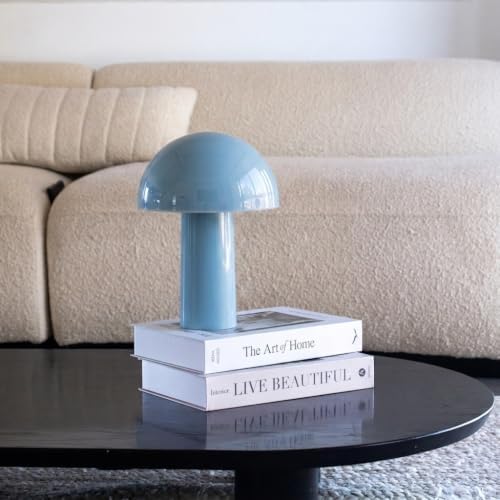 Brightech Celia Small Lamp – 10" Touch-Controlled Mushroom Table Lamp, C...