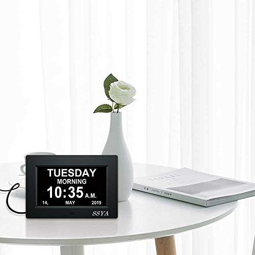 ssya 7 inch calendar clock - 12 alarm showing dimensions