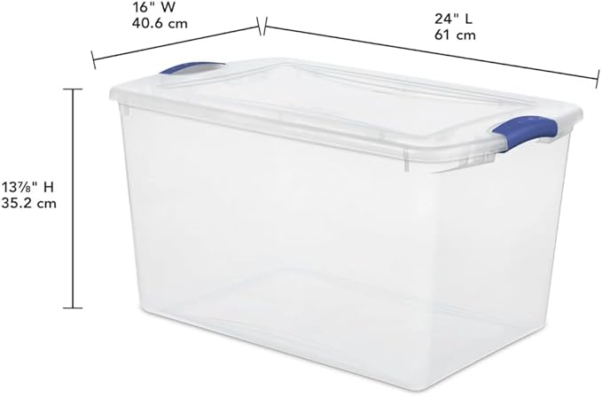 2 Pack 66 Quart Heavy-Large Clear Plastic Storage Bins - Image 3